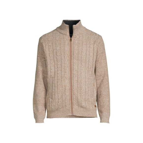 Buffalo David Bitton Men's Tan Walkley Faux Fur Lined Cable Knit